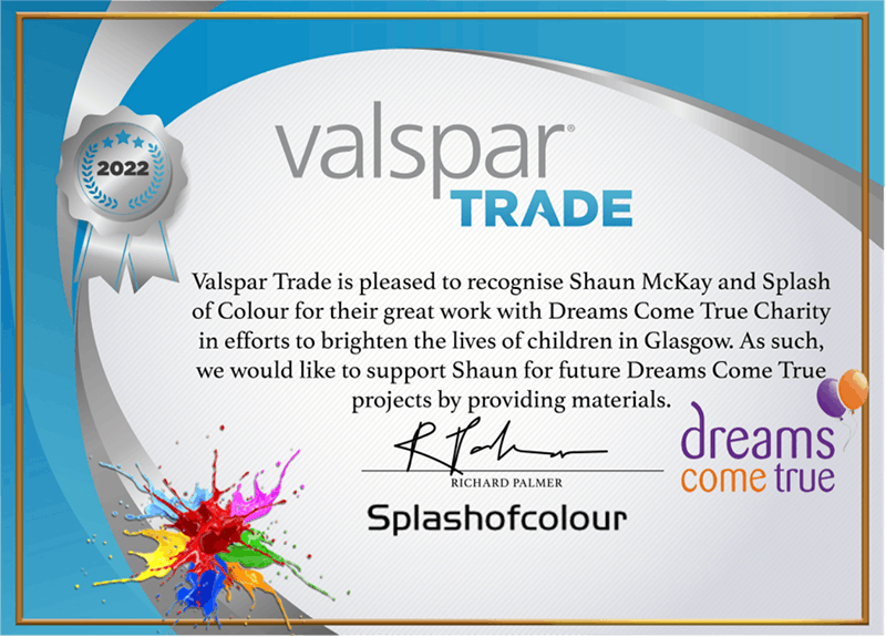 Valspar certificate